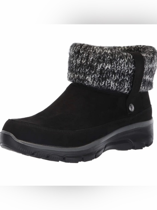 Skechers Shoes - Skechers Easy Going Cozy Weather Black Ankle
Boots Knit Cuff Size 6.5